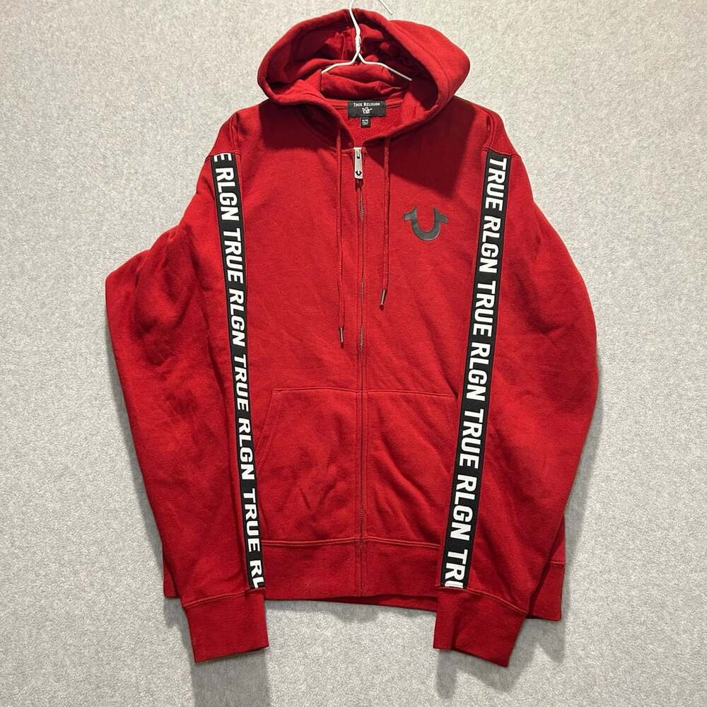 True Religion Men’s Red Logo Trim Track Jacket, Size XL